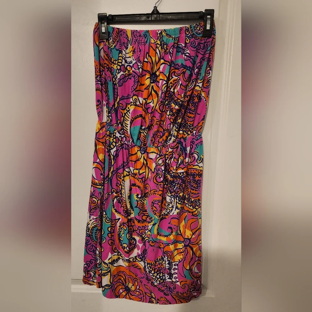 Lilly Pulitzer Strapless Sea And Be Seen‎ Dress in Pink and Purple